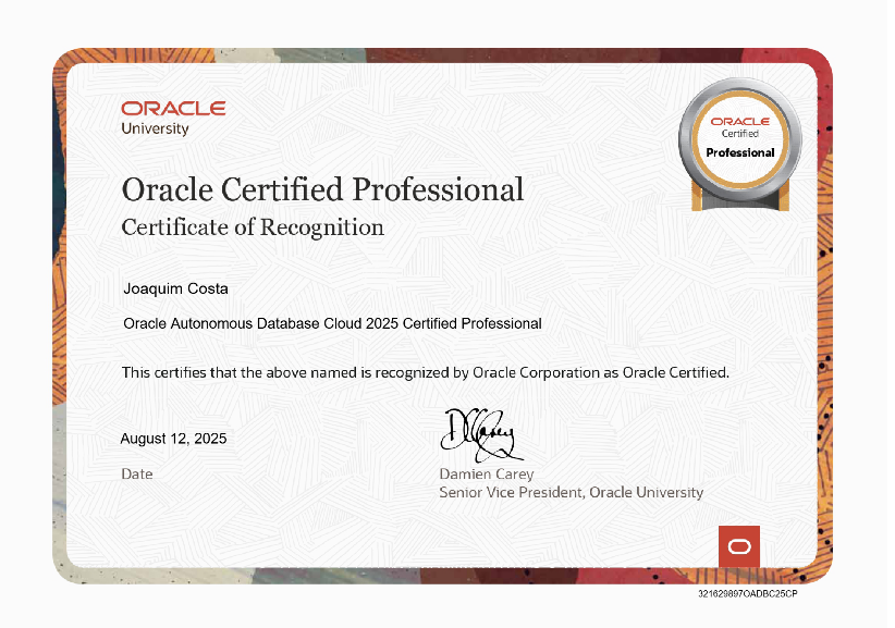 Oracle Autonomous Database Cloud 2025 Certified Professional