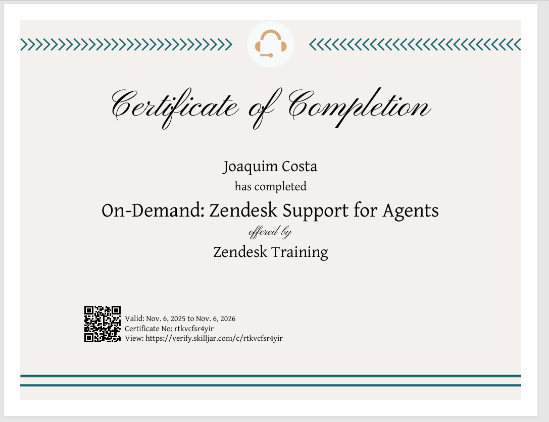 Zendesk Certificate